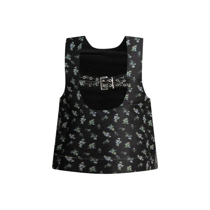 GANNI Floral Jacquard Sleeveless Top-1