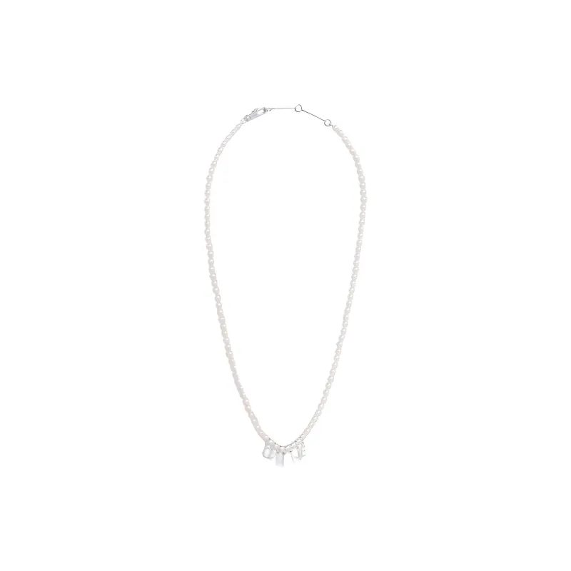 CELINE Monochroms Necklace In Glass Pearls And Brass With Rhodium Finish-2