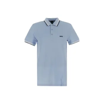 HUGO BOSS Polo Van Biologische Katoen Met Contrasterende Logodetails Polo Shirt Men's Blue