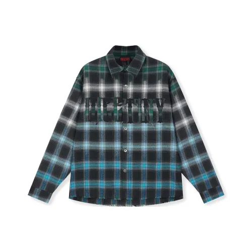 DICETINY Shirts Unisex Gradient Plaid-Blue
