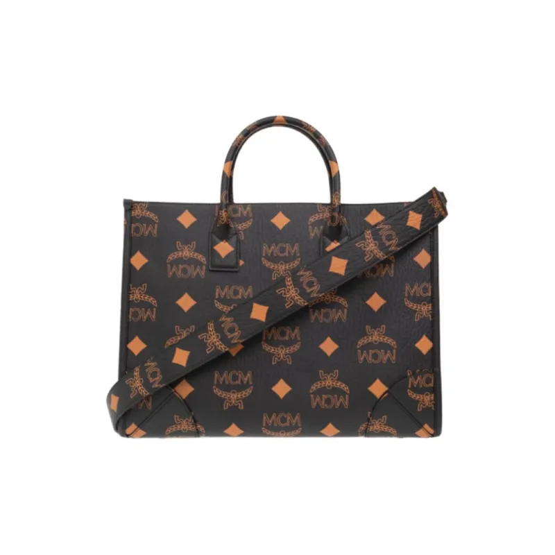 MCM Nappa Leather Tote Bag, Shopping Bag, Crossbody Bag, Handbag Tubas Women's Black-0