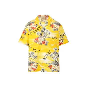 GUCCI Printed Cotton Poplin Bowling Shirt
