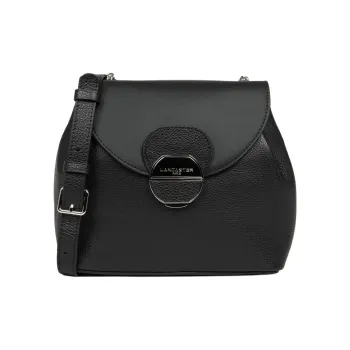 Lancaster Grain Cow Leather Shoulder Bag Women's Black