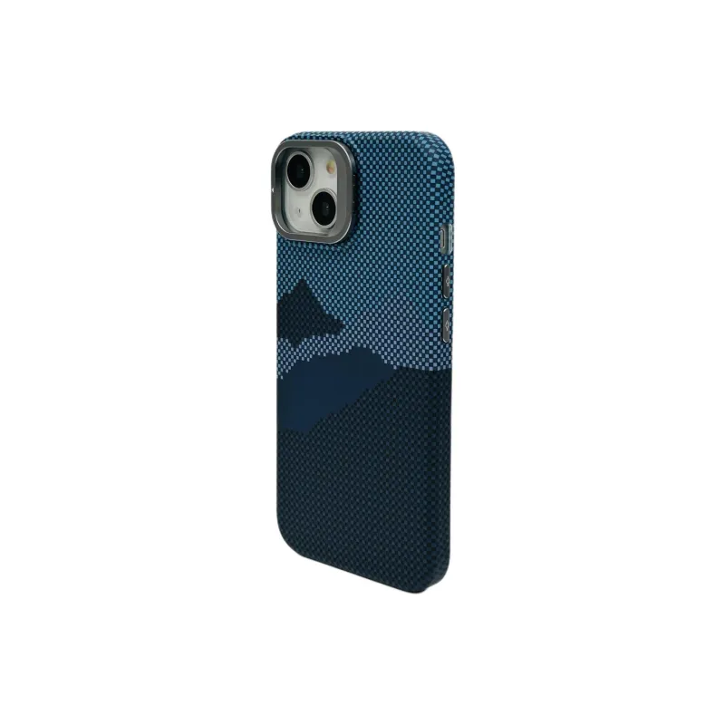 Sopi Acrylic Material Mountain Peak Blue Phone Cases Compatibility With IPhone 15 Pro Max/Apple 13/14/Pro/Max/Plus-2