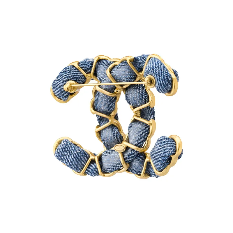 CHANEL Brooches Unisex Gold/Blue-2