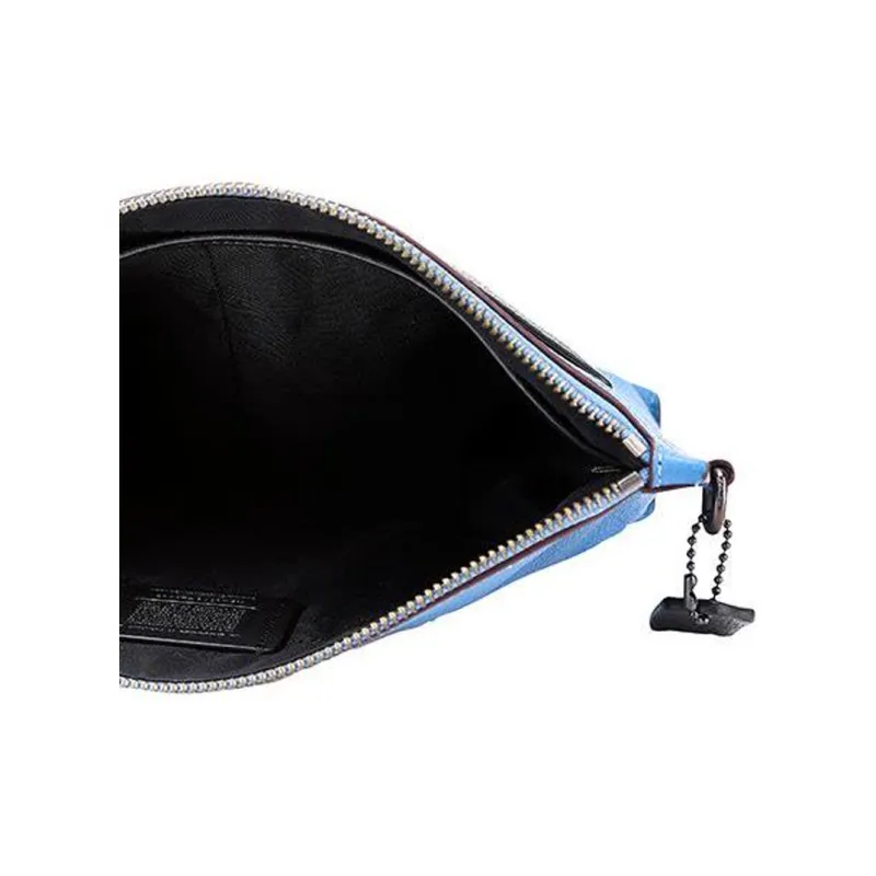 COACH Keith Haring Graffiti Collaboration Pouch Pebbled Leather Wallets Clutches Large Size Men's Lapis Lazuli Blue-4