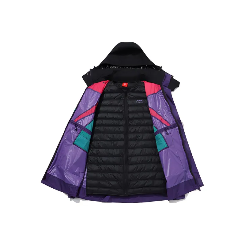 LiNing Down Jacket Women's Gentian Purple Raspberry Red-2
