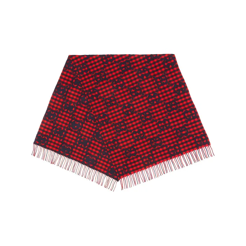 GUCCI Wool Knit Scarves Men's Red-2