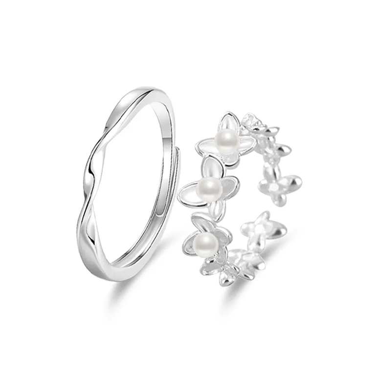 Crafts Women's 999 Fine Silver Couple Rings Unisex-2