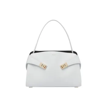 FERRAGAMO Calfskin Shoulder Bag Women's White