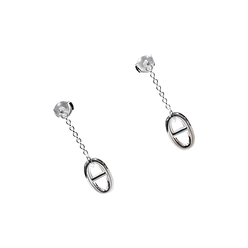 HERMES 925 Sterling Silver Earrings Women's Silver-2