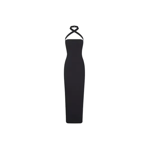 SKIMS FITS EVERYBODY WRAP LONG SLIP DRESS Slip Dresses Women's ONYX/Onyx