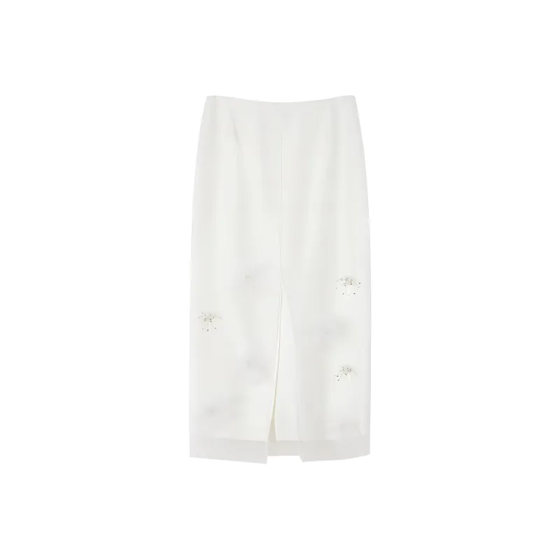 NancyCavally Casual Long Skirts Women's White-1