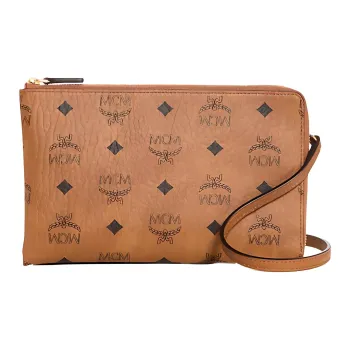 MCM Visetos Artificial Leather Crossbody Bag Shoulder Bag Small Size Women's Cognac