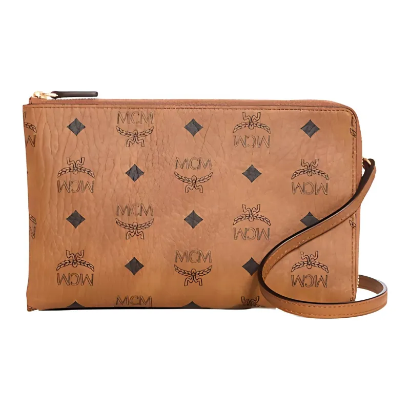 MCM Visetos Artificial Leather Crossbody Bag Shoulder Bag Small Size Women's Cognac-0