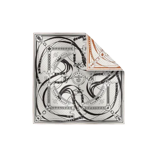 HERMES Silk Scarves Women's Orange/Black