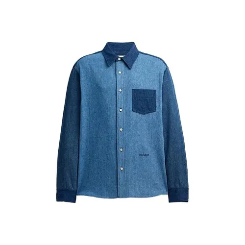 COACH Shirts Men Royal Blue