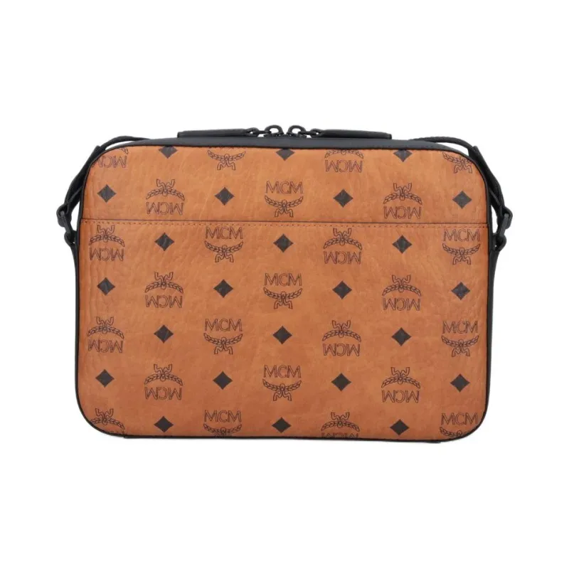 MCM Aren Visetos Coated Canvas Messenger Bag Shoulder Bag Crossbody Bag Medium Size Men's Brown Cognac-3