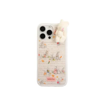 Wei Xin Acrylic Material Full Screen English Sketch Rabbit Phone Cases Compatibility With IPhone 16/15/14/13/Pro/Max