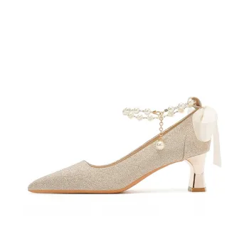 MABEL&CO Chunky Heel High Heels 5.5cm Women's Champagne