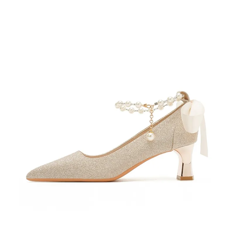 MABEL&CO Chunky Heel High Heels 5.5cm Women's Champagne-0