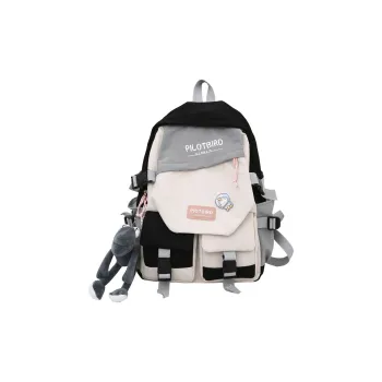 HCXK Canvas Backpack Women's Black/Burgundy/Cyan/Light Blue