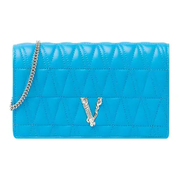VERSACE Virtus Lambskin Evening Party Bag One Shoulder Crossbody Clutch Regular Women's Turquoise