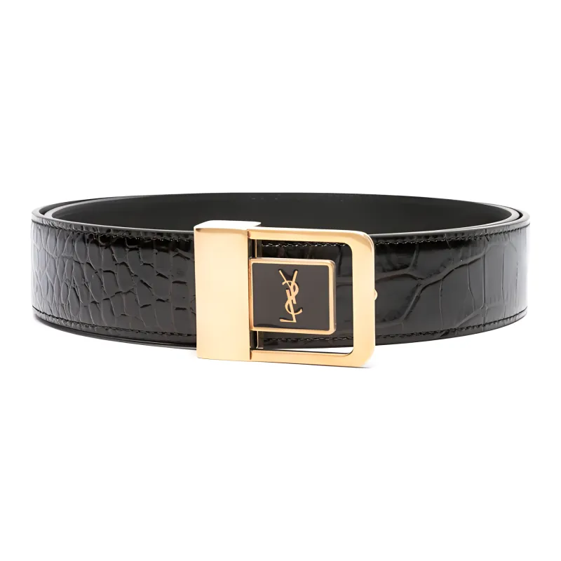 SAINT LAURENT La 66 Embossed-crocodile Belt-1