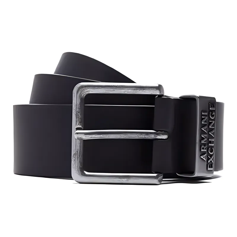 ARMANI EXCHANGEAE Split Cow Leather Belts Men's Black Width 4CM-0
