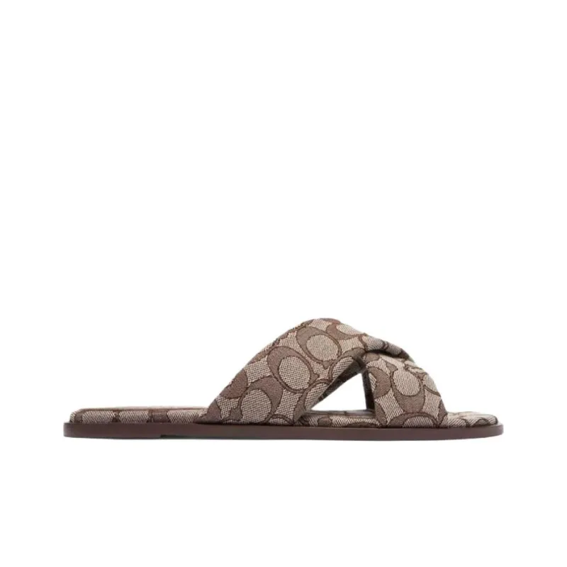 COACH Slide Slippers Women's Brown-1