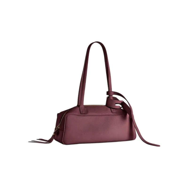 Balenciaga Calfskin Bowling Bag, Handbag, Shoulder Bag Small Size Women's Dark Red-2