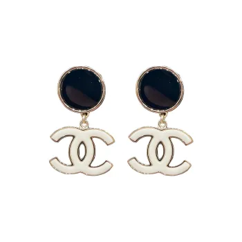 CHANEL Alloy Earrings Women's White