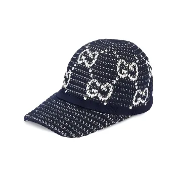 GUCCI Cotton Baseball Caps Women's Black