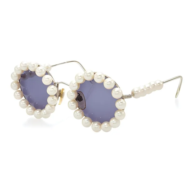 CHANEL 1993 Pearl trim Round frame Sunglasses-0