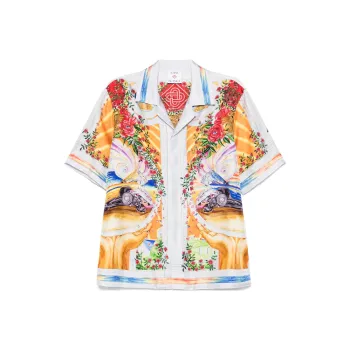 CASABLANCA La Tornade De Rose Short Sleeve Silk Shirt