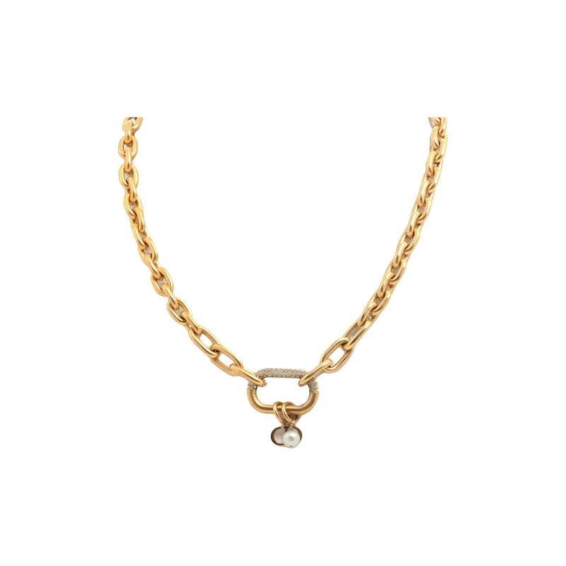 DIOR Gold-Plated Rhinestone Fake Pearl Necklaces Women's Gold-1