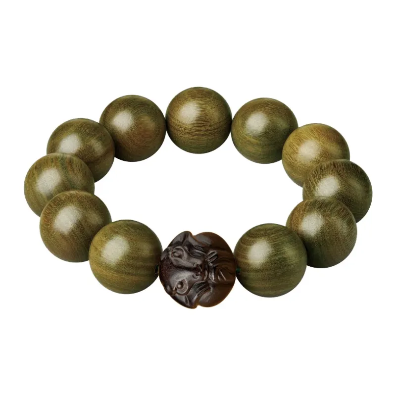 Yi Mingju Green Sandalwood Bracelets Men's-0