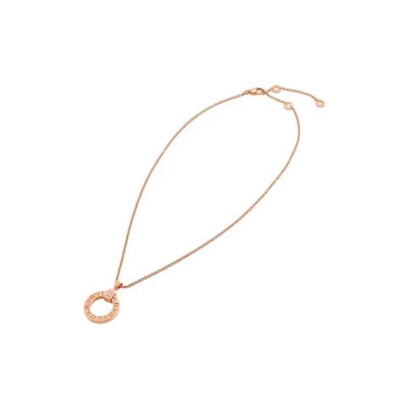 BVLGARI 10's 18kt Rose Gold Pendant Diamond Necklace-1