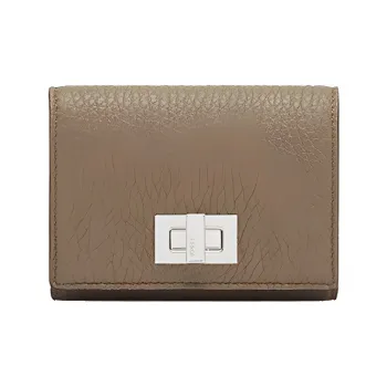 FENDI Peekaboo Roman Nappa Leather Business Card Holder Wallets Women's Light Brown
