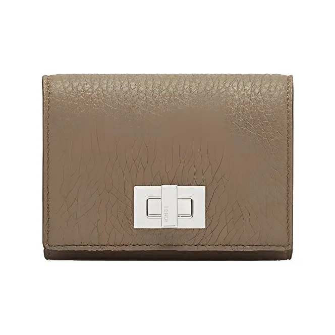 FENDI Peekaboo Roman Nappa Leather Business Card Holder Wallets Women's Light Brown-0