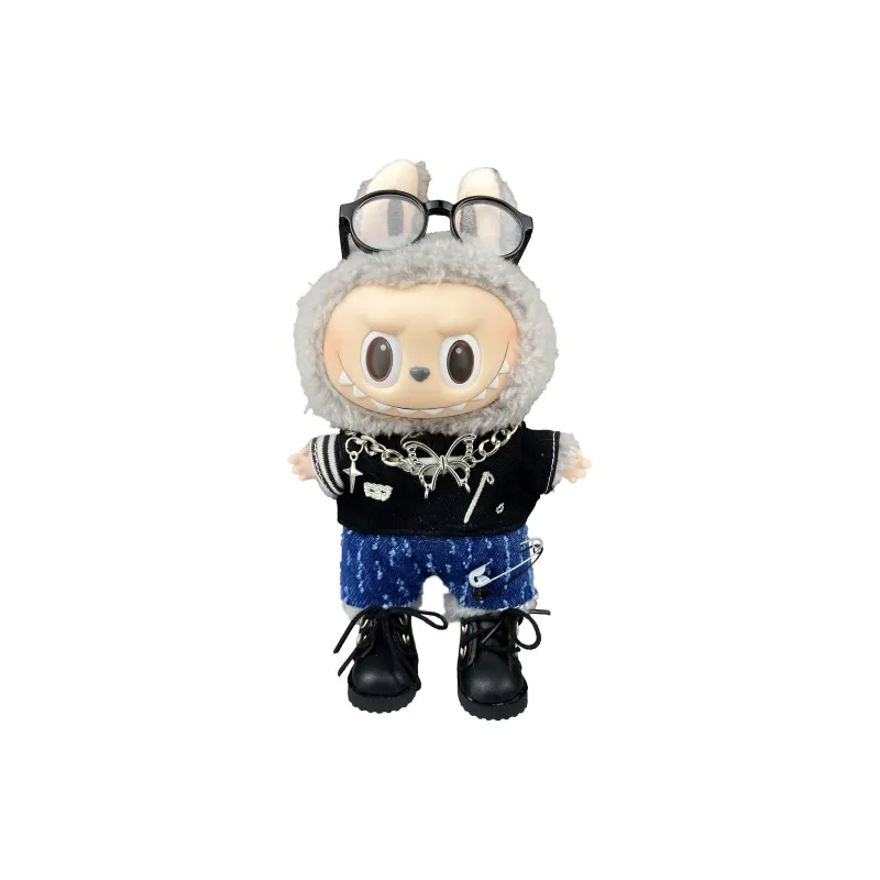 [Modified Doll] POP MART Labubu THE MONSTERS Heartbeat Macaron Collection Black Butterfly, Cute Hang Tag Box 17cm-25