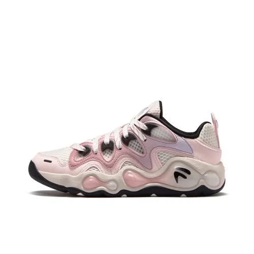 FILA FUSION VERTICAL Cracked Shoes Low Top Vintage Basketball Shoes Women's Angel Wing Powder