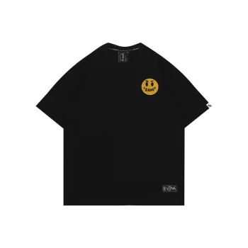 GRAF T Shirts Men Black Smirking Little Yellow Face Short Sleeved