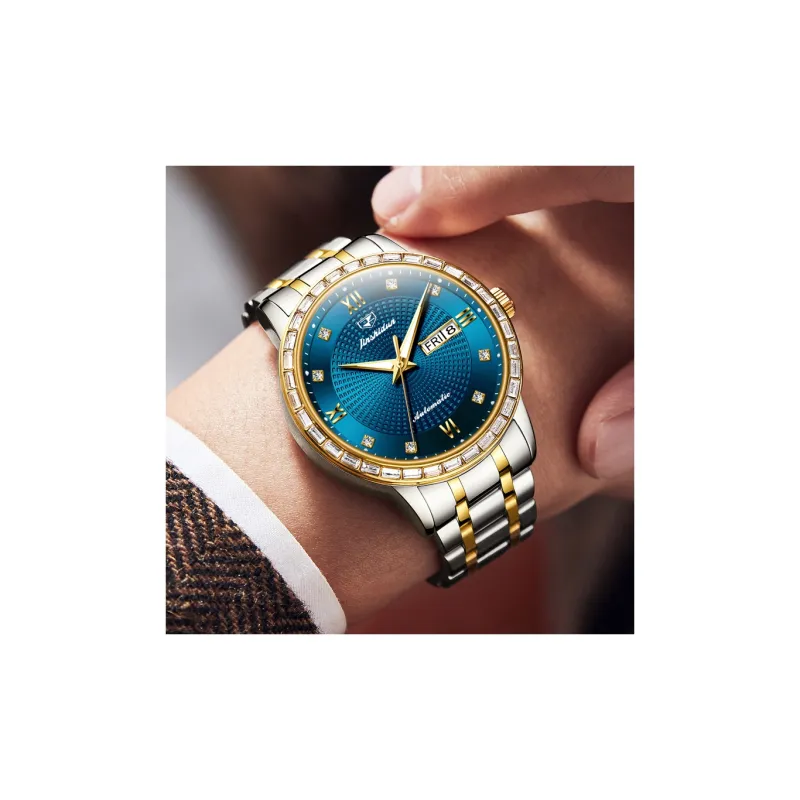 Jin Shi Dun Mechanical Movement Stainless Steel Watchband Watch Men's Watches White Dial-12