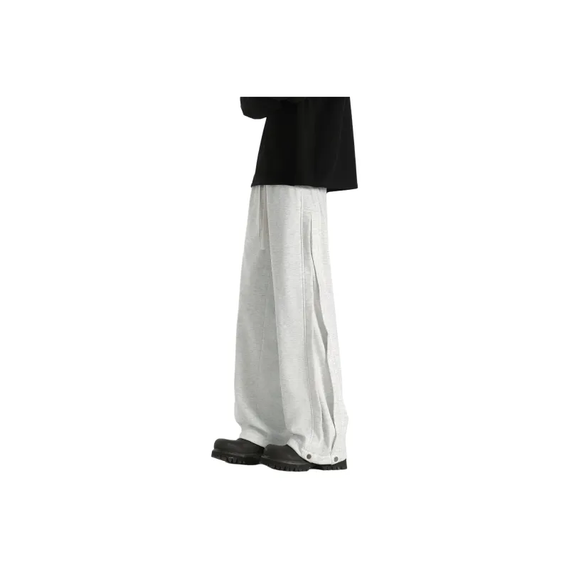 BENGEN Casual Pants Unisex White Heather Gray-4