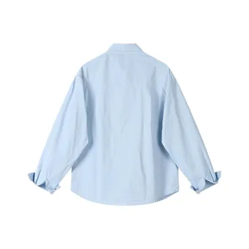 Mu Xiao Xin Shirts Women's Solid Color Blue Deer