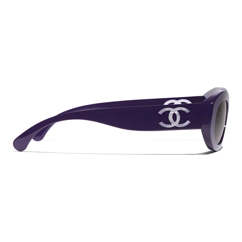CHANEL Nylon Acetate Oval Sunglasses Unisex Purple-2