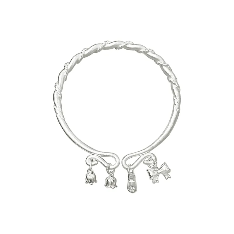 VXSAX 999 Fine Silver Bangles Women's Silver-0