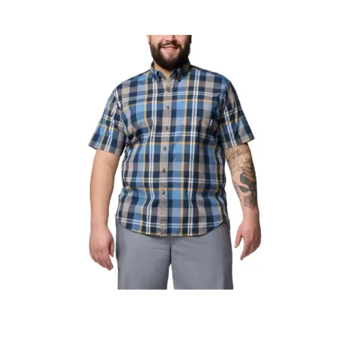 Columbia Rapid Rivers Shirt Men's Marine Plaid Blue
