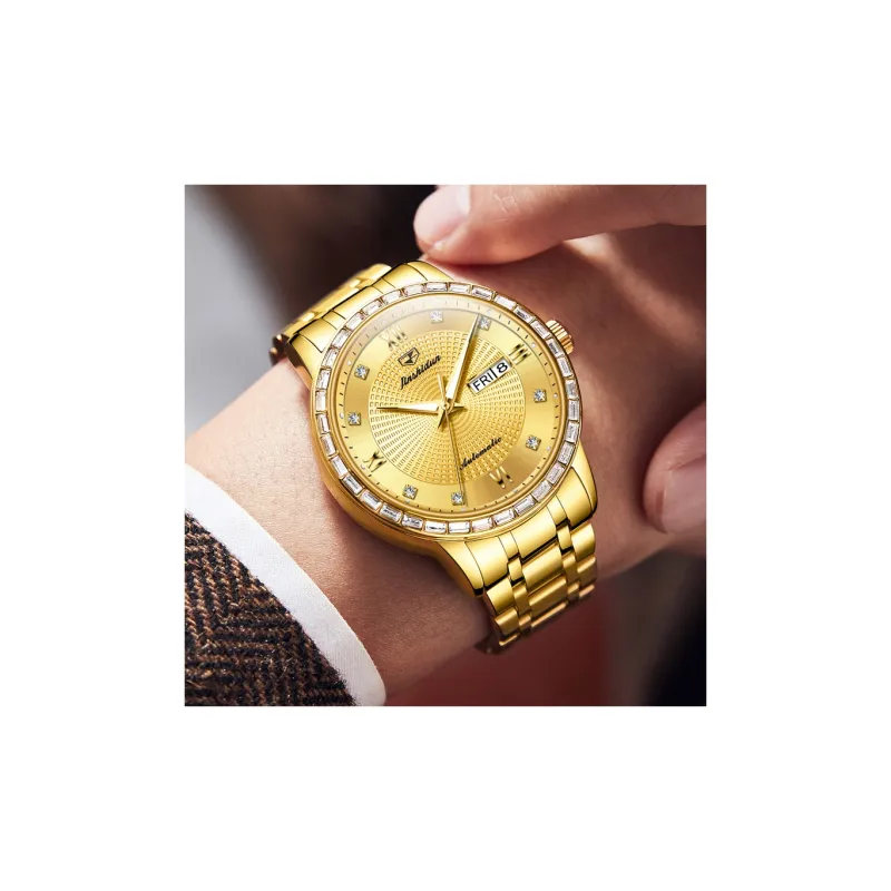 Jin Shi Dun Mechanical Movement Stainless Steel Watchband Watch Men's Watches White Dial-17